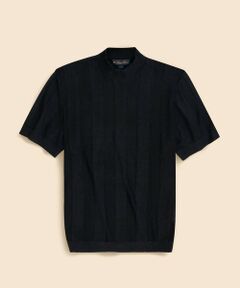 Brooks Brothers / ブルックス ブラザーズ ニット・セーター | リネン　ストライプ　モックネック　ショートスリーブセーター