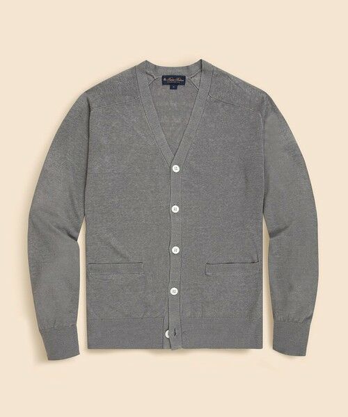 Brooks Brothers/ブルックス ブラザーズ リネン Vネックカーディガン グレー S Brooks Brothers/ブルックス ブラザーズ リネン Vネックカーディガン グレー S