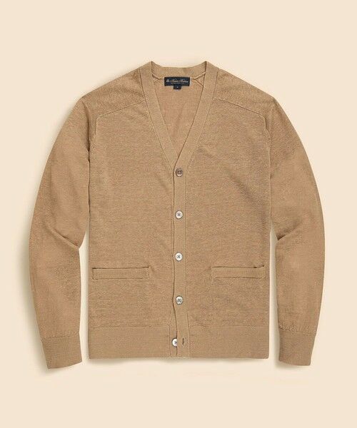 Brooks Brothers/ブルックス ブラザーズ リネン Vネックカーディガン モカ S Brooks Brothers/ブルックス ブラザーズ リネン Vネックカーディガン モカ S
