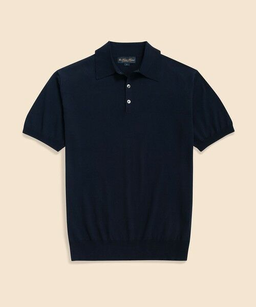 Brooks Brothers/ブルックス ブラザーズ コットン ハイゲージ ニットポロシャツ ネイビー S Brooks Brothers/ブルックス ブラザーズ コットン ハイゲージ ニットポロシャツ ネイビー S