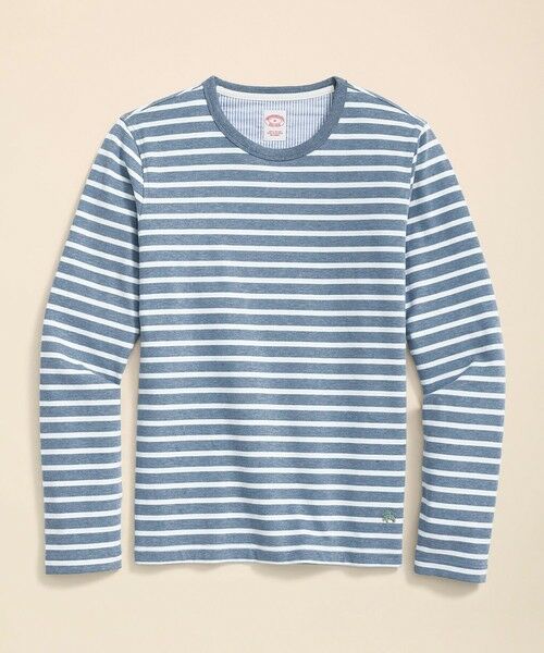 Brooks Brothers/ブルックス ブラザーズ スウェードコットン GFロゴ マリナーストライプ ロングスリーブTシャツ ブルー S Brooks Brothers/ブルックス ブラザーズ スウェードコットン GFロゴ マリナーストライプ ロングスリーブTシャツ ブルー S