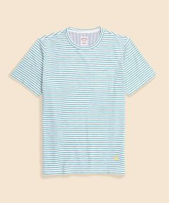 Brooks Brothers / ブルックス ブラザーズ Tシャツ | コットンジャージー　スラブ　GFロゴ　ストライプ　Tシャツ