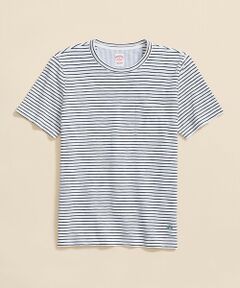 Brooks Brothers / ブルックス ブラザーズ Tシャツ | コットンジャージー　スラブ　GFロゴ　ストライプ　Tシャツ