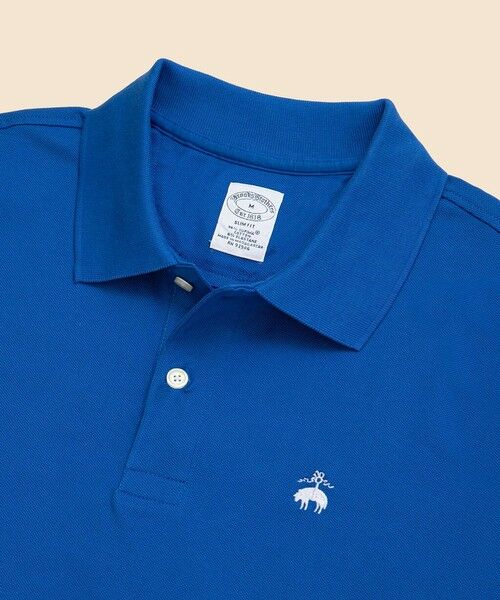 [BROOKS BROTHERS] SLIM FIT BLUE ポロシャツ セール】 スーピマコットンストレッチ ピケ GFロゴ ポロシャツ