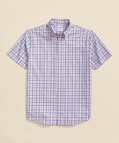 Brooks Brothers(ブルックス ブラザーズ)　レディース　レギュラーカラーシャツ　半袖　チェックシャツ　黒　白　0 ノンアイロン スーピマコットンストレッチ ミニギンガムチェック