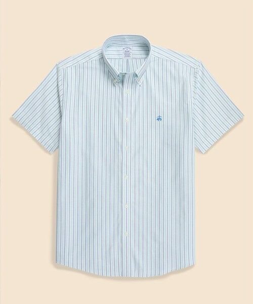 Brooks Brothers/ブルックス ブラザーズ ノンアイロン ストレッチオックスフォード GFロゴ オルタネイトストライプ ショートスリーブ カジュアルシャツ Regular Fit ブルー系その他 XS Brooks Brothers/ブルックス ブラザーズ ノンアイロン ストレッチオックスフォード GFロゴ オルタネイトストライプ ショートスリーブ カジュアルシャツ Regular Fit ブルー系その他 XS