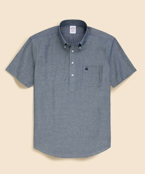 Brooks Brothers/ブルックス ブラザーズ コットンシャンブレー GFロゴ ショートスリーブ プルオーバーシャツ ブルー S Brooks Brothers/ブルックス ブラザーズ コットンシャンブレー GFロゴ ショートスリーブ プルオーバーシャツ ブルー S