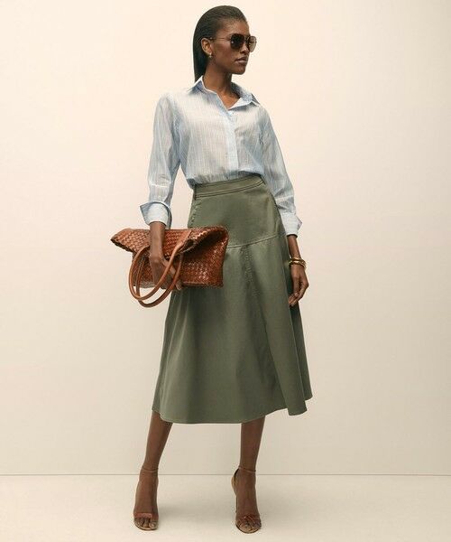 Brooks Brothers / ブルックス ブラザーズ ロング・マキシ丈スカート | ストレッチコットンサテン Aラインスカート | 詳細3
