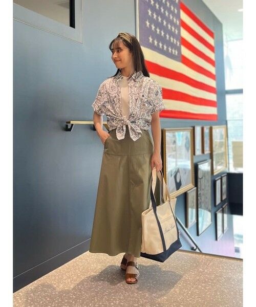 ストレッチコットンサテン Aラインスカート （ロング・マキシ丈