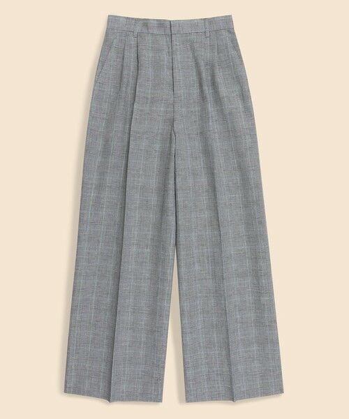 Brooks Brothers/ブルックス ブラザーズ リネン/コットン グレンチェック プリーテッド ワイドレッグパンツ グレー 8 Brooks Brothers/ブルックス ブラザーズ リネン/コットン グレンチェック プリーテッド ワイドレッグパンツ グレー 8