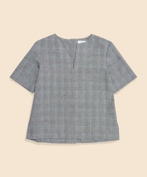 Brooks Brothers/ブルックス ブラザーズ リネン/コットン グレンチェック バックボタン プルオーバーブラウス グレー 4 Brooks Brothers/ブルックス ブラザーズ リネン/コットン グレンチェック バックボタン プルオーバーブラウス グレー 4