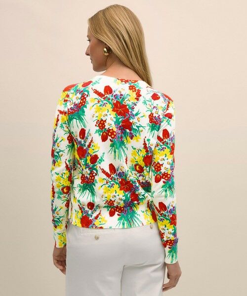 Brooks Brothers / ブルックス ブラザーズ カーディガン・ボレロ | コットン　フラワープリント　クルーネック　カーディガン | 詳細1