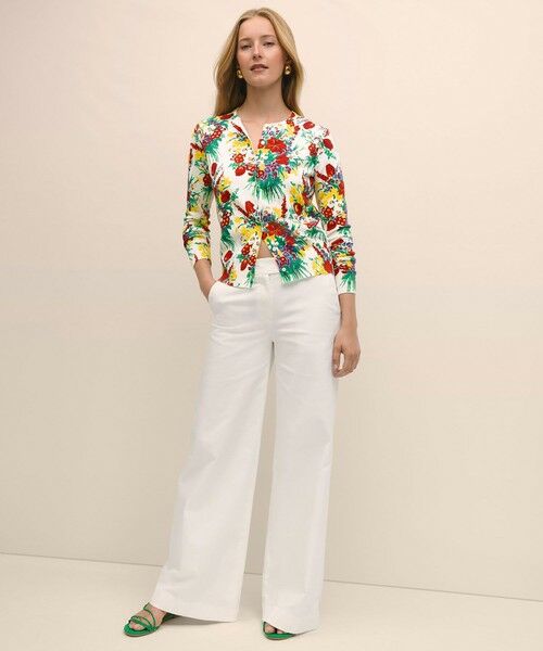 Brooks Brothers / ブルックス ブラザーズ カーディガン・ボレロ | コットン　フラワープリント　クルーネック　カーディガン | 詳細3