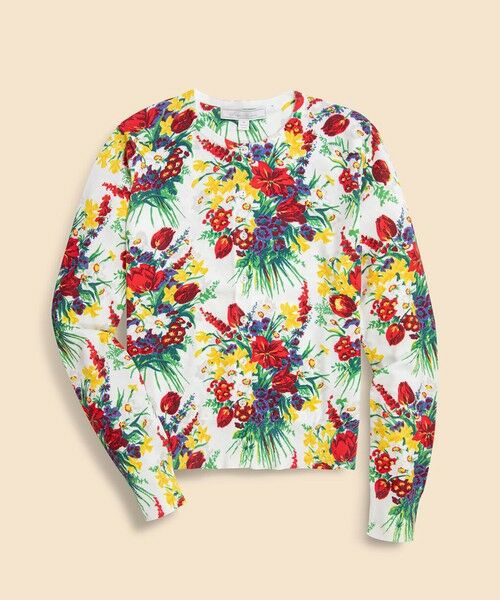 Brooks Brothers / ブルックス ブラザーズ カーディガン・ボレロ | コットン　フラワープリント　クルーネック　カーディガン | 詳細4