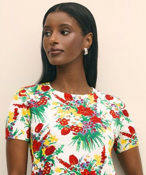 Brooks Brothers / ブルックス ブラザーズ ニット・セーター | コットン フラワープリント クルーネック ショートスリーブセーター | 詳細2