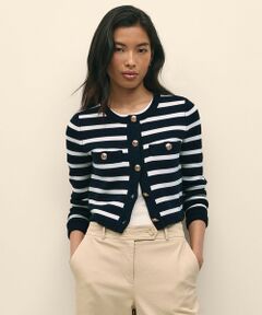 Brooks Brothers / ブルックス ブラザーズ カーディガン・ボレロ | スーピマコットン　GFメタルボタン　マリナーストライプ　ニットジャケット