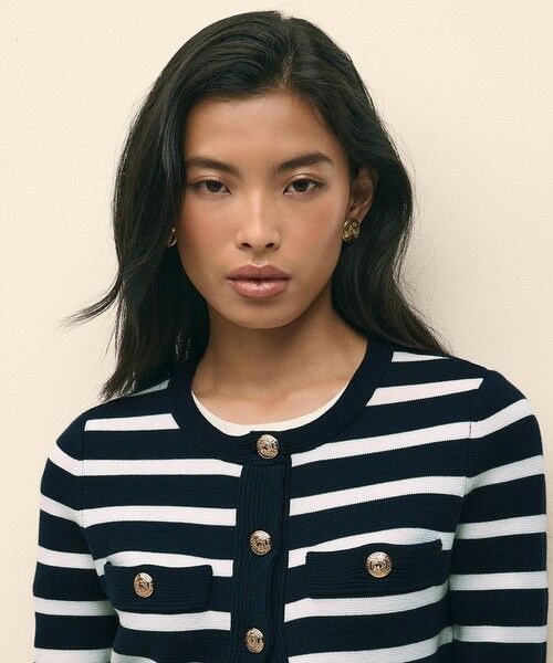 Brooks Brothers / ブルックス ブラザーズ カーディガン・ボレロ | スーピマコットン GFメタルボタン マリナーストライプ ニットジャケット | 詳細2