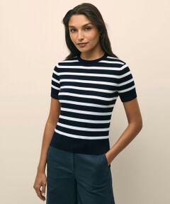 Brooks Brothers / ブルックス ブラザーズ ニット・セーター | スーピマコットン　マリナーストライプ　ショートスリーブセーター