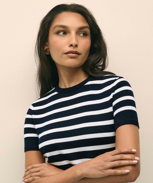 Brooks Brothers / ブルックス ブラザーズ ニット・セーター | スーピマコットン　マリナーストライプ　ショートスリーブセーター | 詳細2