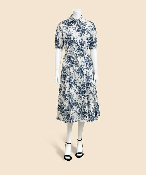 Brooks Brothers / ブルックス ブラザーズ ミニ丈・ひざ丈ワンピース | スーピマコットンサテン フラワープリント ショートスリーブシャツワンピース | 詳細1