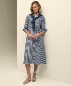【ブルックスブラザーズ】ボーダー チューリップ 花柄 ワンピース M相当 紺×白 ブルックスブラザーズ】ボーダー チューリップ 花柄 ワンピース