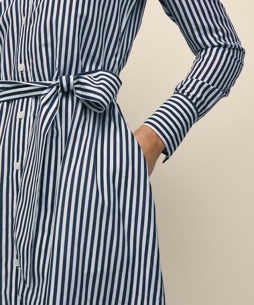 Brooks Brothers / ブルックス ブラザーズ ミニ丈・ひざ丈ワンピース | コットン／シルク　ストライプ　ダブルパッチポケット　ベルテッドシャツワンピース | 詳細4