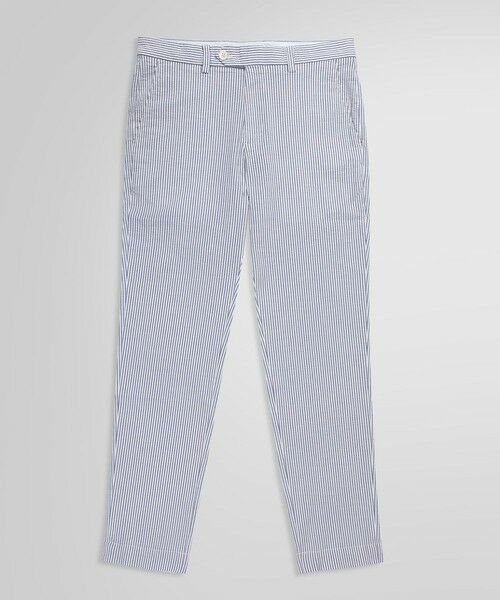ストレッチコットン シアサッカー プレーンフロントパンツ Slim