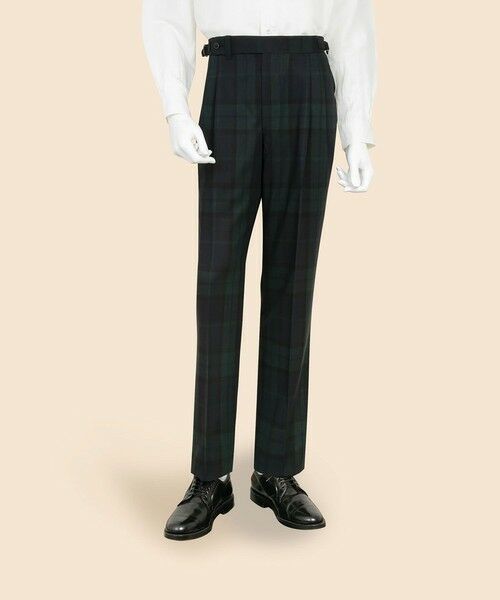 Brooks Brothers/ブルックス ブラザーズ ◆JAPAN TRAD.◆ ウール ブラックウォッチ サイドアジャスター プリーテッドトラウザーズ Traditional グリーン 32inch Brooks Brothers/ブルックス ブラザーズ ◆JAPAN TRAD.◆ ウール ブラックウォッチ サイドアジャスター プリーテッドトラウザーズ Traditional グリーン 32inch