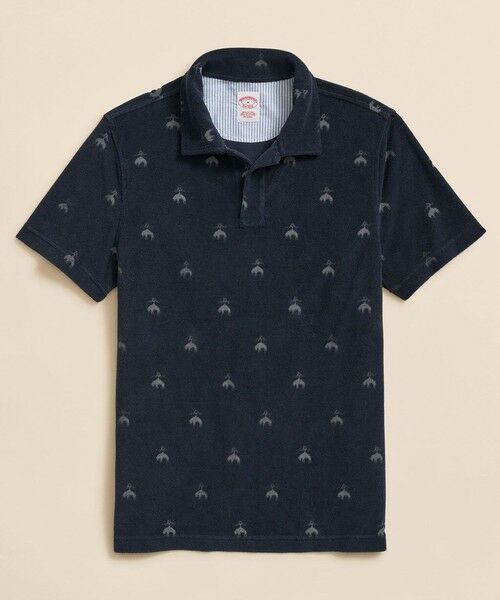 Brooks Brothers/ブルックス ブラザーズ コットン/ポリエステルジャージー テリークロス GFジャカード ポロシャツ ネイビー L Brooks Brothers/ブルックス ブラザーズ コットン/ポリエステルジャージー テリークロス GFジャカード ポロシャツ ネイビー L