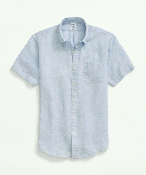 【美品】ブルックスブラザース　半袖シャツ　アイリッシュリネン　М アイリッシュリネン ショートスリーブ スポーツシャツ Regular