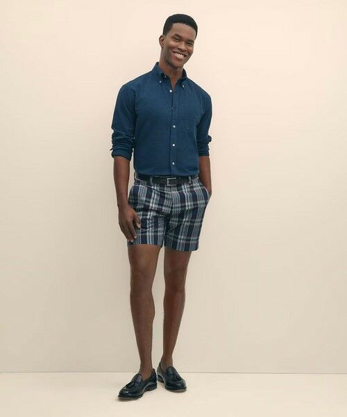 Brooks Brothers / ブルックス ブラザーズ ショート・ハーフ・半端丈パンツ | コットン　シアサッカー　マドラスチェック　プレーンフロント　7inショーツ | 詳細3