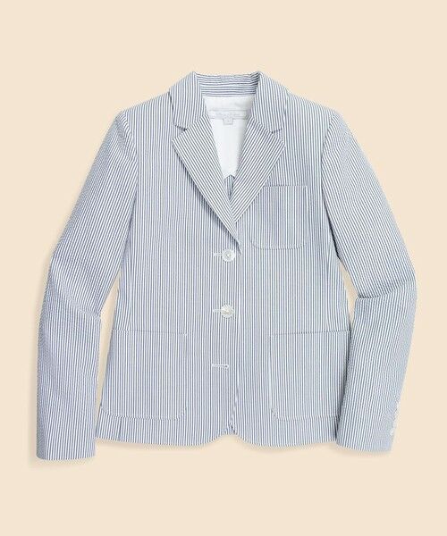 Brooks Brothers/ブルックス ブラザーズ コットン シアサッカーストライプ 3ボタンジャケット ホワイト×ブルー 0 Brooks Brothers/ブルックス ブラザーズ コットン シアサッカーストライプ 3ボタンジャケット ホワイト×ブルー 0