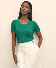 Brooks Brothers / ブルックス ブラザーズ ニット・セーター | リネン　ケーブル　ショートスリーブセーター