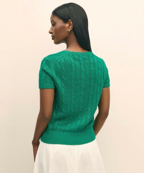 Brooks Brothers / ブルックス ブラザーズ ニット・セーター | リネン　ケーブル　ショートスリーブセーター | 詳細1