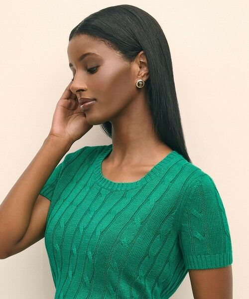 Brooks Brothers / ブルックス ブラザーズ ニット・セーター | リネン　ケーブル　ショートスリーブセーター | 詳細2