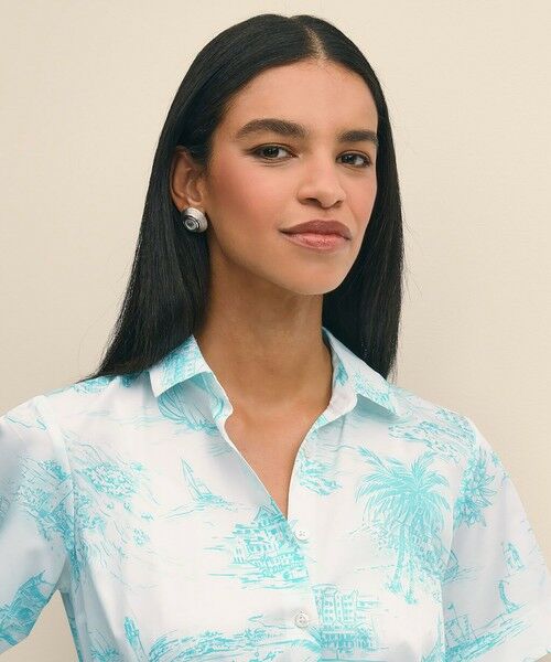 Brooks Brothers / ブルックス ブラザーズ ミニ丈・ひざ丈ワンピース | スーピマコットン トワルドジュイ ショートスリーブシャツワンピース | 詳細2