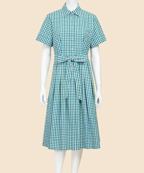 Brooks Brothers/ブルックス ブラザーズ コットン シアサッカー チェック ショートスリーブ シャツワンピース ブルー系その他 8 Brooks Brothers/ブルックス ブラザーズ コットン シアサッカー チェック ショートスリーブ シャツワンピース ブルー系その他 8