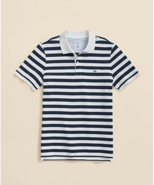 Brooks Brothers/ブルックス ブラザーズ スーピマコットンストレッチピケ GFロゴ マリナーストライプ ポロシャツ Slim Fit ネイビー L Brooks Brothers/ブルックス ブラザーズ スーピマコットンストレッチピケ GFロゴ マリナーストライプ ポロシャツ Slim Fit ネイビー L