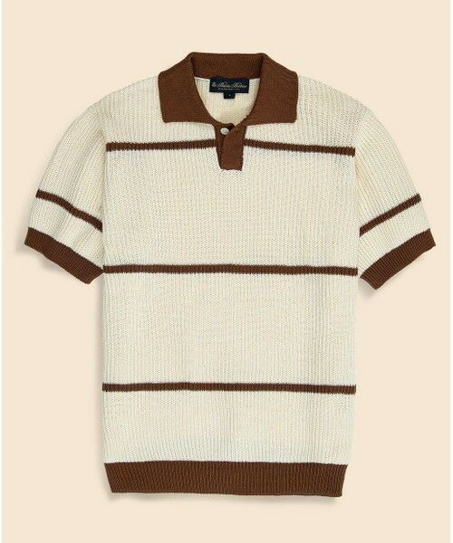 Brooks Brothers / ブルックス ブラザーズ ポロシャツ | コットン ワイドピッチストライプ ポロセーター(ブラウン系その他)