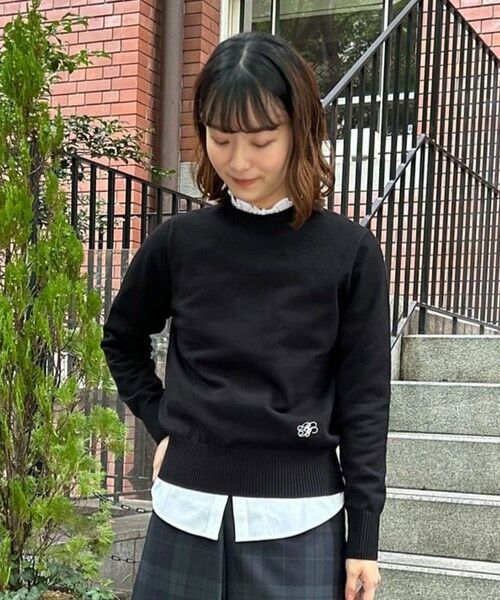 Brooks Brothers / ブルックス ブラザーズ ニット・セーター | 【Double B Collection】レーヨン/ポリエステル BBロゴ クルーネックセーター(ブラック)