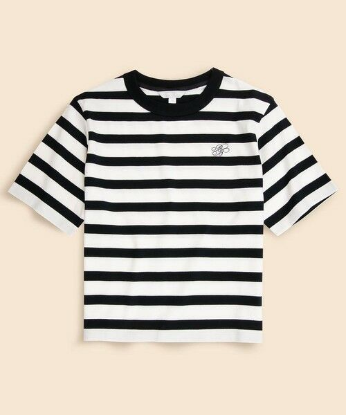 Brooks Brothers / ブルックス ブラザーズ Tシャツ | 【Double B Collection】コットン BBロゴ マリナーストライプ ヘビーウェイトTシャツ(ホワイト×ネイビー)