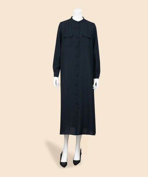 Brooks Brothers / ブルックス ブラザーズ ロング・マキシ丈ワンピース | ポリエステルツイル　バンドカラー　ロングシャツワンピース | 詳細3