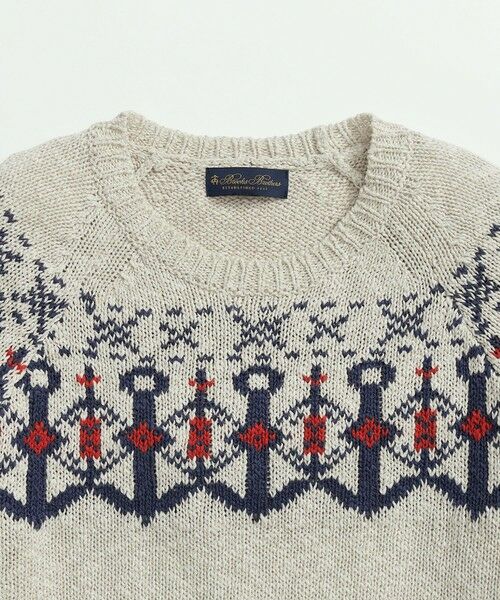 Brooks Brothers / ブルックス ブラザーズ ニット・セーター | コットン/リネン ジャカード アンカー クルーネックセーター | 詳細1