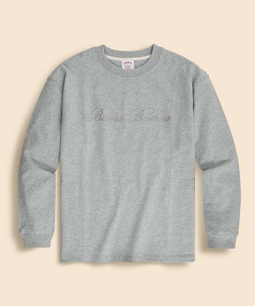 Brooks Brothers/ブルックス ブラザーズ USAコットンジャージー ヘビーウェイト ロゴエンブロイダリー ロングスリーブ Tシャツ グレー M