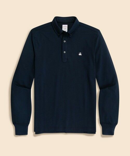 Brooks Brothers/ブルックス ブラザーズ コットン/ポリエステル ハイツイストピケ GFロゴ ロングスリーブポロシャツ ネイビー XL Brooks Brothers/ブルックス ブラザーズ コットン/ポリエステル ハイツイストピケ GFロゴ ロングスリーブポロシャツ ネイビー XL