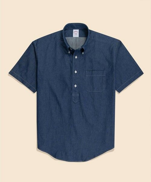 Brooks Brothers/ブルックス ブラザーズ コットン デニム ショートスリーブ プルオーバーシャツ ブルー L Brooks Brothers/ブルックス ブラザーズ コットン デニム ショートスリーブ プルオーバーシャツ ブルー L