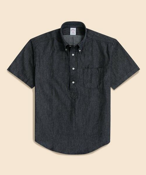 Brooks Brothers/ブルックス ブラザーズ コットン デニム ショートスリーブ プルオーバーシャツ ブラック M Brooks Brothers/ブルックス ブラザーズ コットン デニム ショートスリーブ プルオーバーシャツ ブラック M