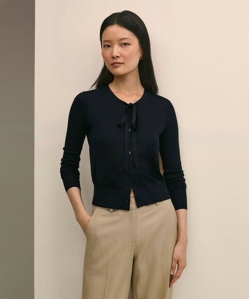 Brooks Brothers / ブルックス ブラザーズ カーディガン・ボレロ | シルク/レーヨン ナローリボンタイ カーディガン(ネイビー)