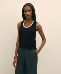 Brooks Brothers / ブルックス ブラザーズ ニット・セーター | シルク／レーヨン　ナロートリミング　ノースリーブセーター