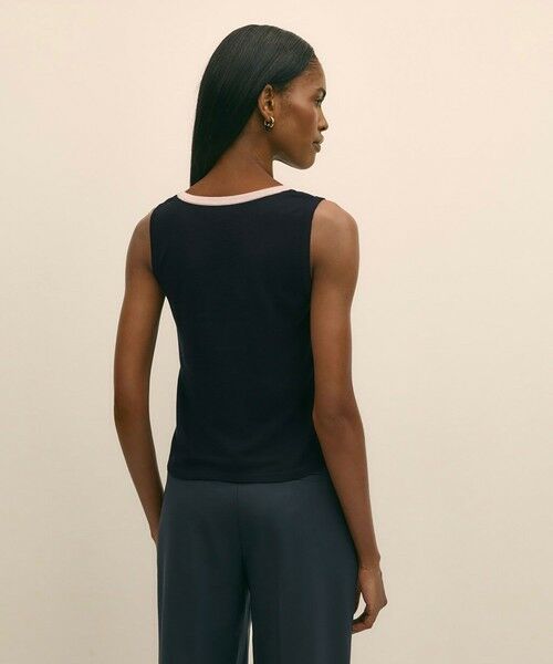 Brooks Brothers / ブルックス ブラザーズ ニット・セーター | シルク／レーヨン　ナロートリミング　ノースリーブセーター | 詳細1